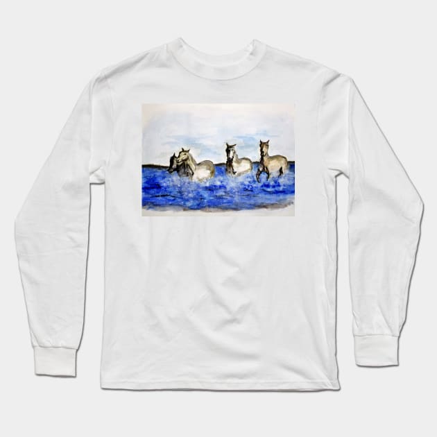 Sea Horses Long Sleeve T-Shirt by cjkell